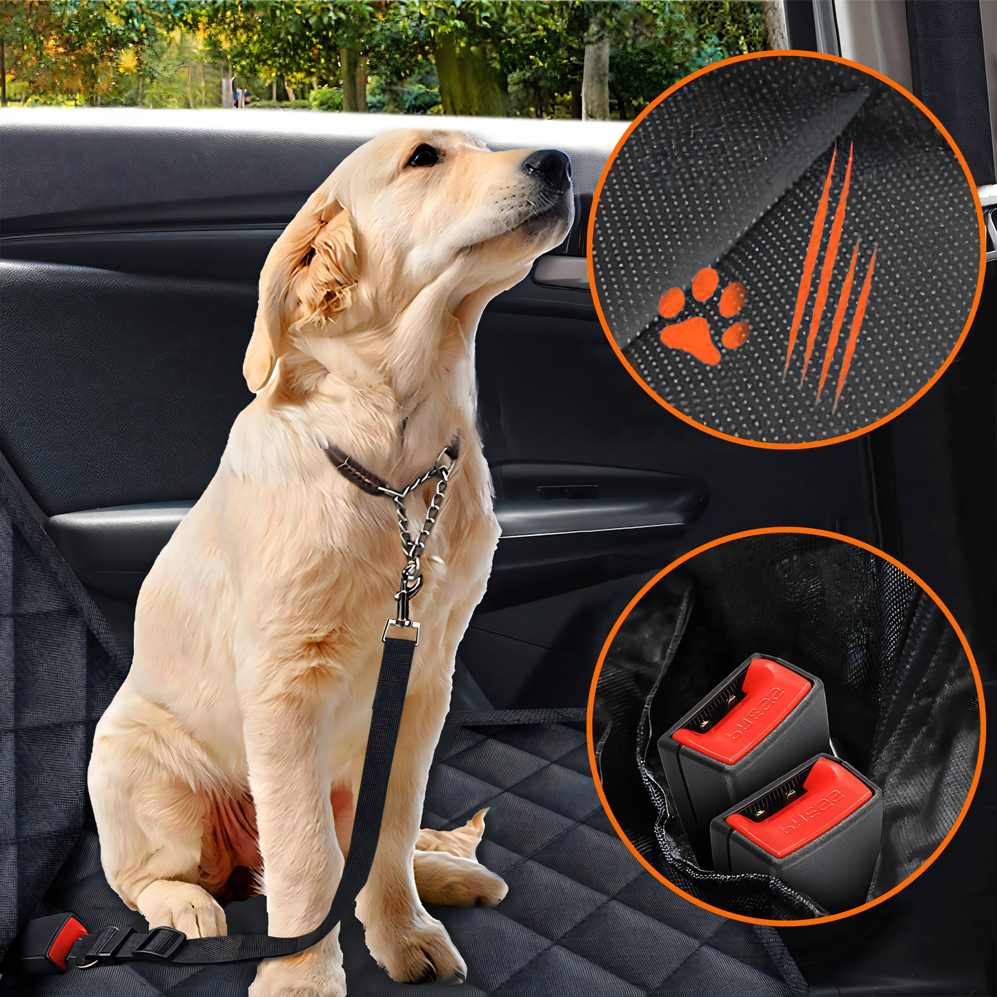 Funda Impermeable para Perros – Protección Total del Asiento Trasero